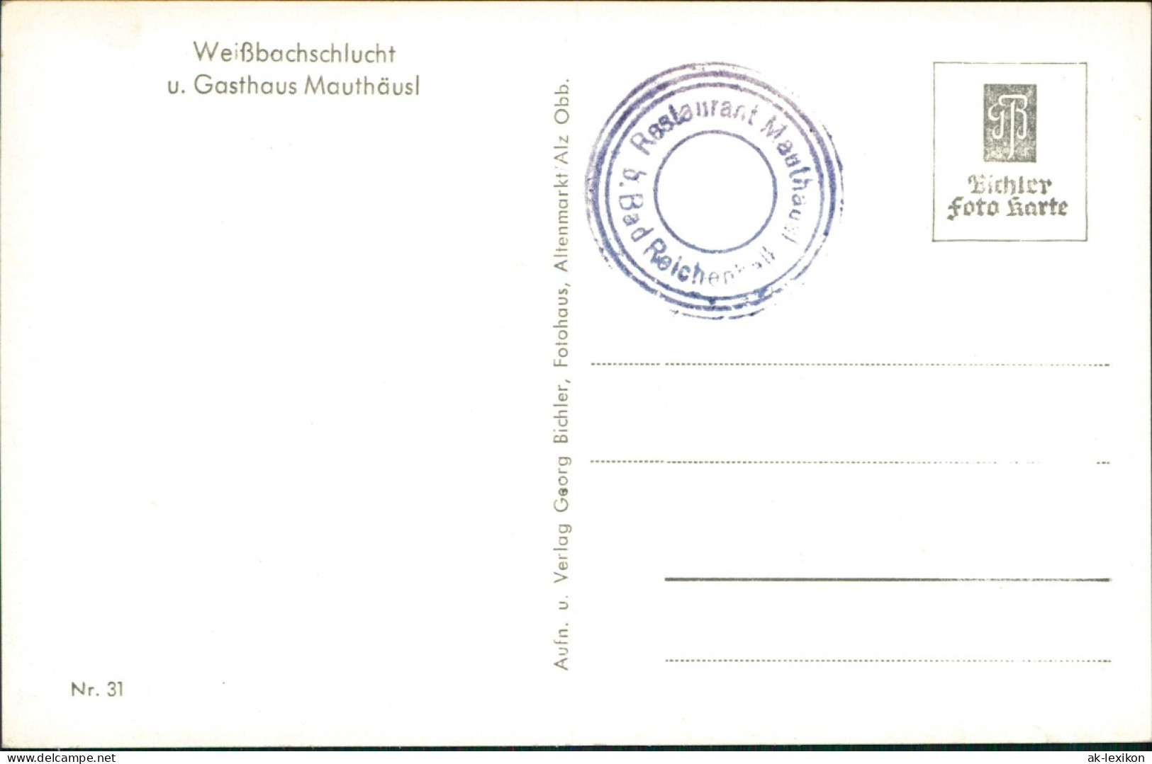 Schneizlreuth Mauthäusl (Deutsche Alpenstraße) Weißbachschlucht 1963 - Otros & Sin Clasificación