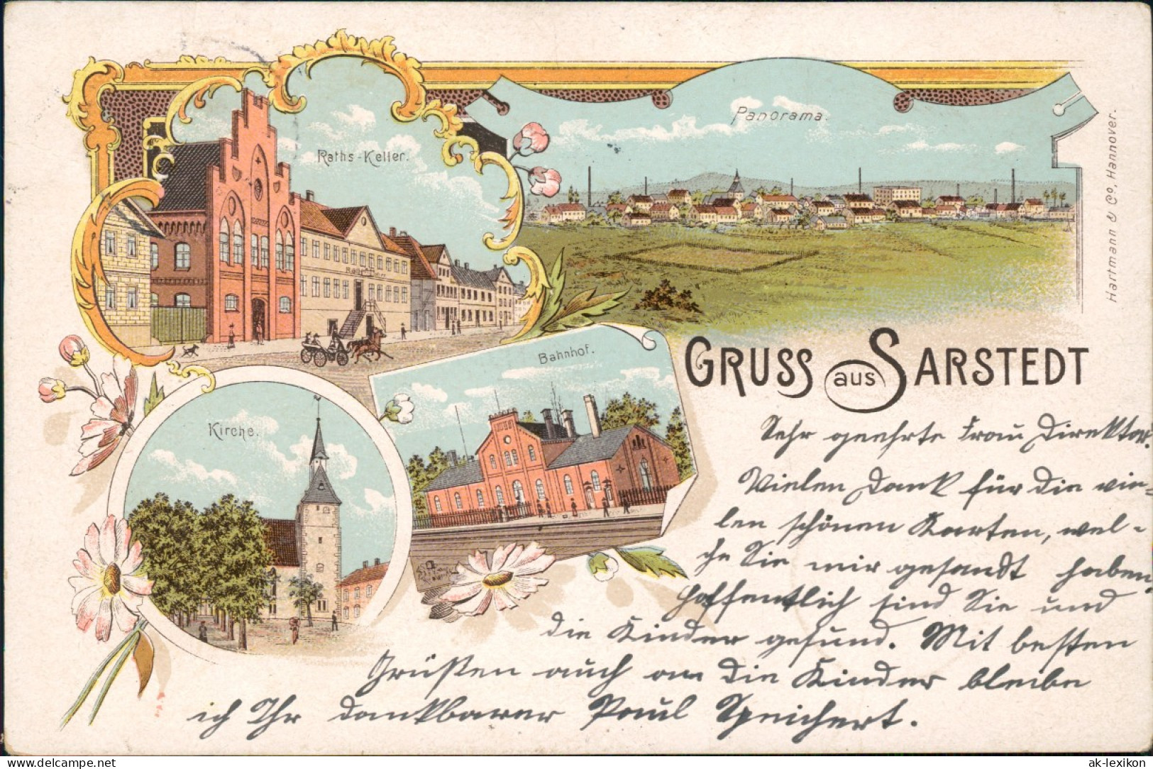 Litho AK Sarstedt Ratskeller, Bahnhof, Stadt - Gruss Aus... 1898 - Other & Unclassified