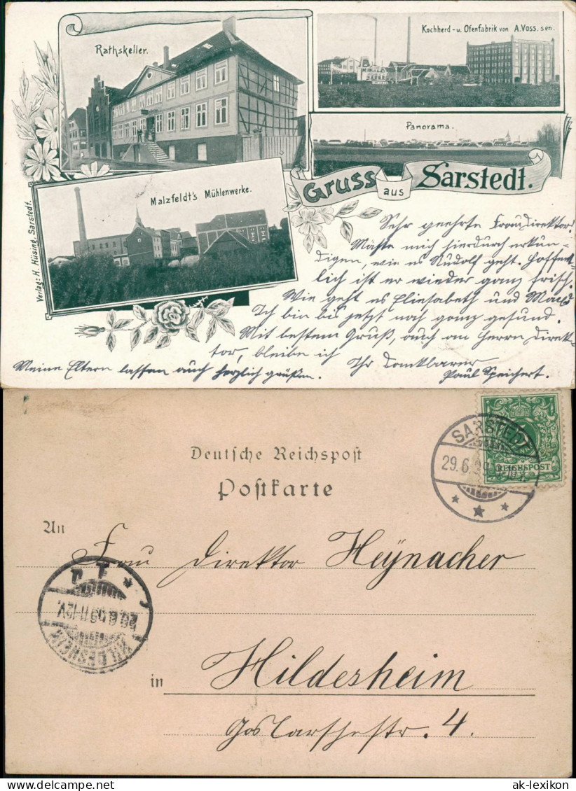 Sarstedt MB: Malzfeldt's Mühlenwerke. Kochherd-u. Ofenfabrik A.Voss. Sen. 1899 - Autres & Non Classés