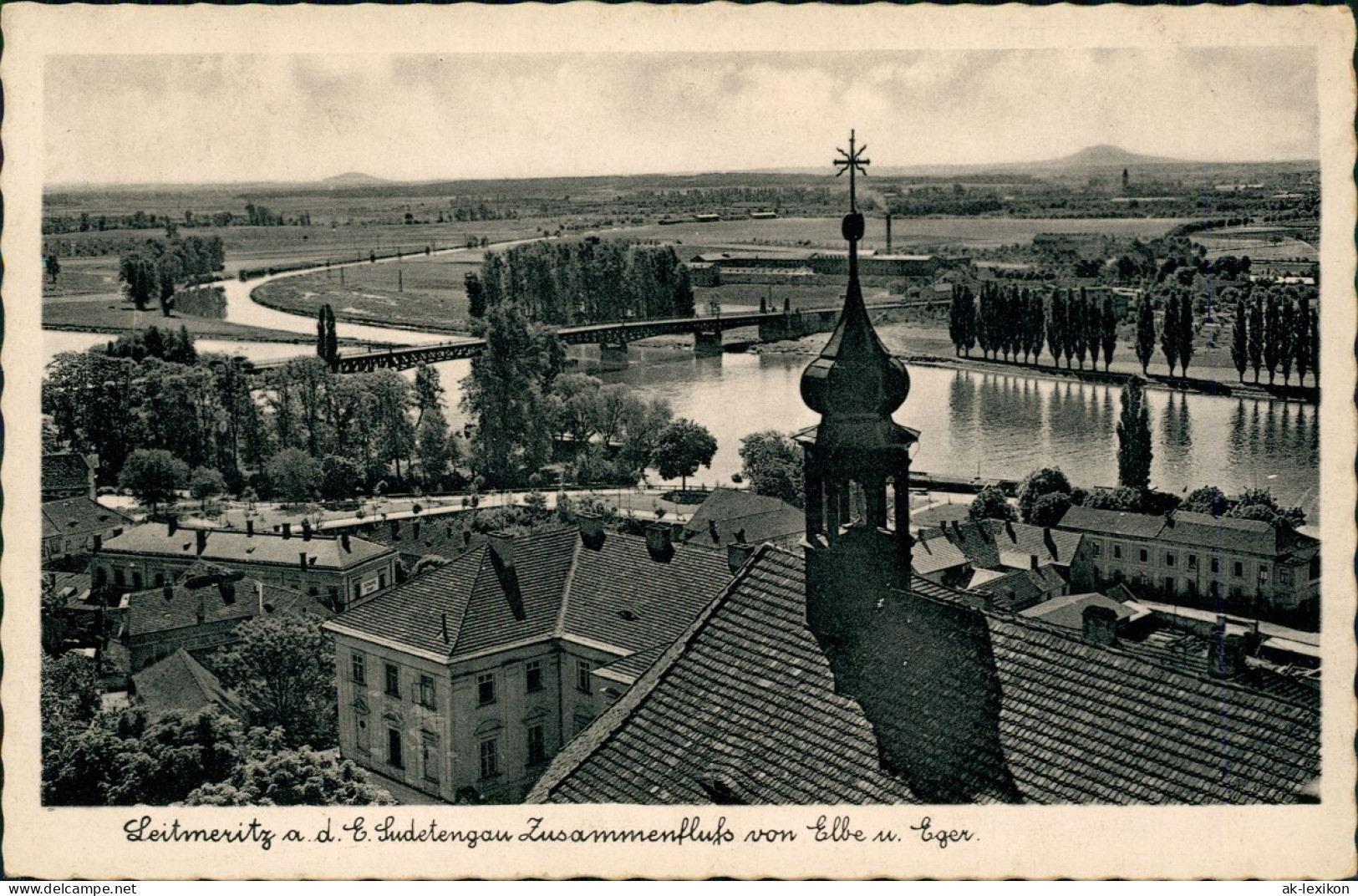 Leitmeritz Litoměřice Sudetengau Zusammenfluss Von Elbe U. Eger. 1941 - Repubblica Ceca