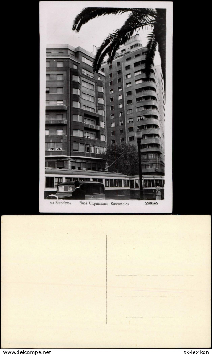 Postales Barcelona Plaza Urquinaona - Rascacielos, Tram 1950 - Sonstige & Ohne Zuordnung