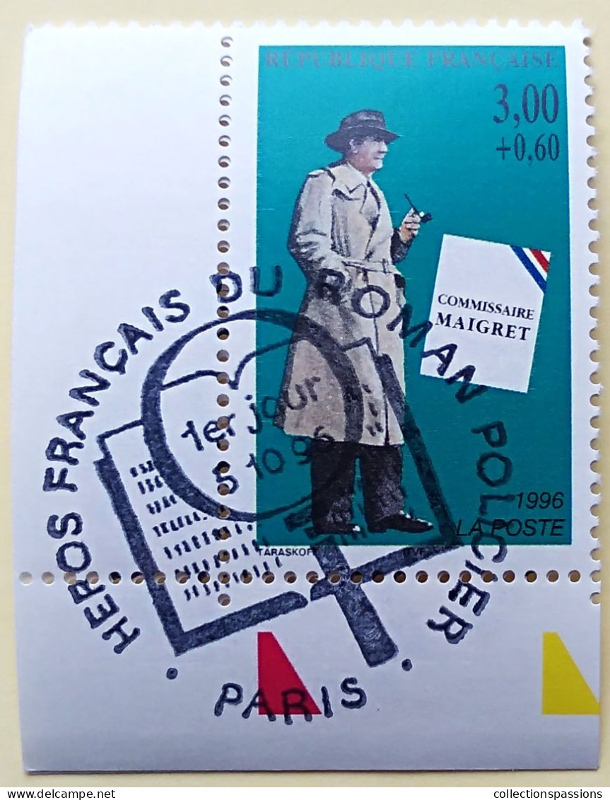 - N° 3029. Timbre En Coin De Feuille. Héros Français Du Roman Policier. Maigret. Oblitéré Premier Jour - - Used Stamps
