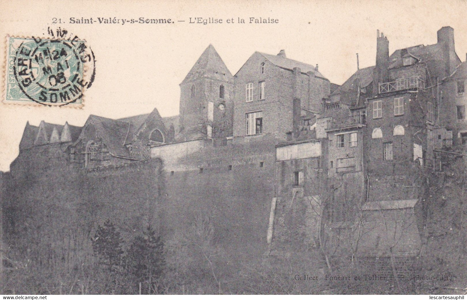 Saint Valery Sur Somme L Eglise Et La Falaise 1908 - Saint Valery Sur Somme