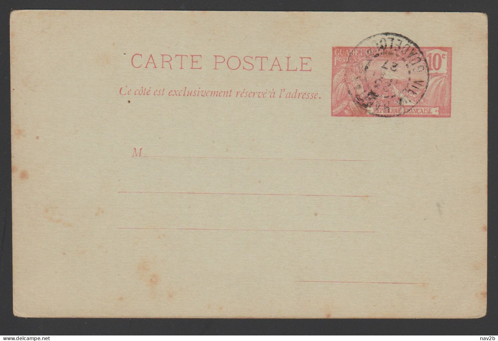 Entier Carte Postale 10 Cts  . Oblitérée 1927 . - Storia Postale