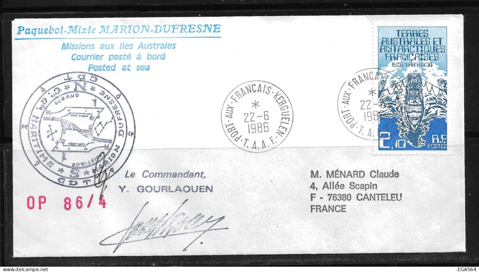 123 - Y&T PO 120 Le BCR "Var" Sur Pli Du 22.6.1986 OP 86/4 Du MD . Griffe  Du Commandant. - Cartas & Documentos