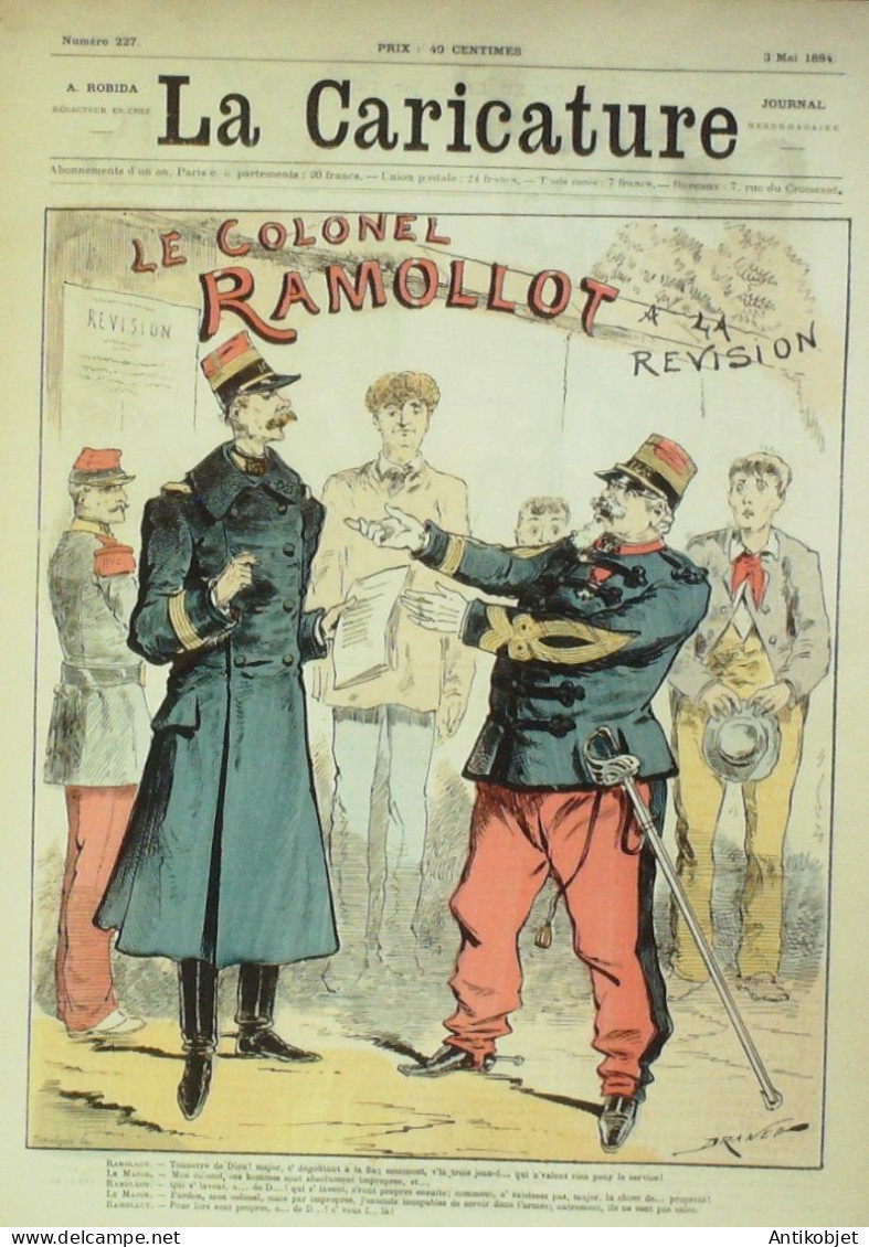 La Caricature 1884 N°227 Colonel Ramollot En Révision Chasse Aux Loups Jacot Caran D'Ache - Tijdschriften - Voor 1900