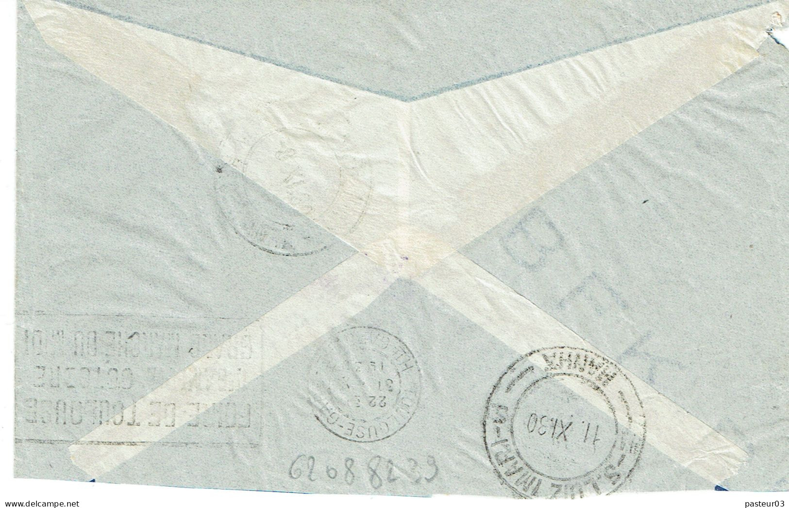 181 X 5 Pasteur 1,50 F. Bleu (147) Lettre Par Avion Pour Le Brésil  Tarifs Du 01-08-1926 - 1922-26 Pasteur