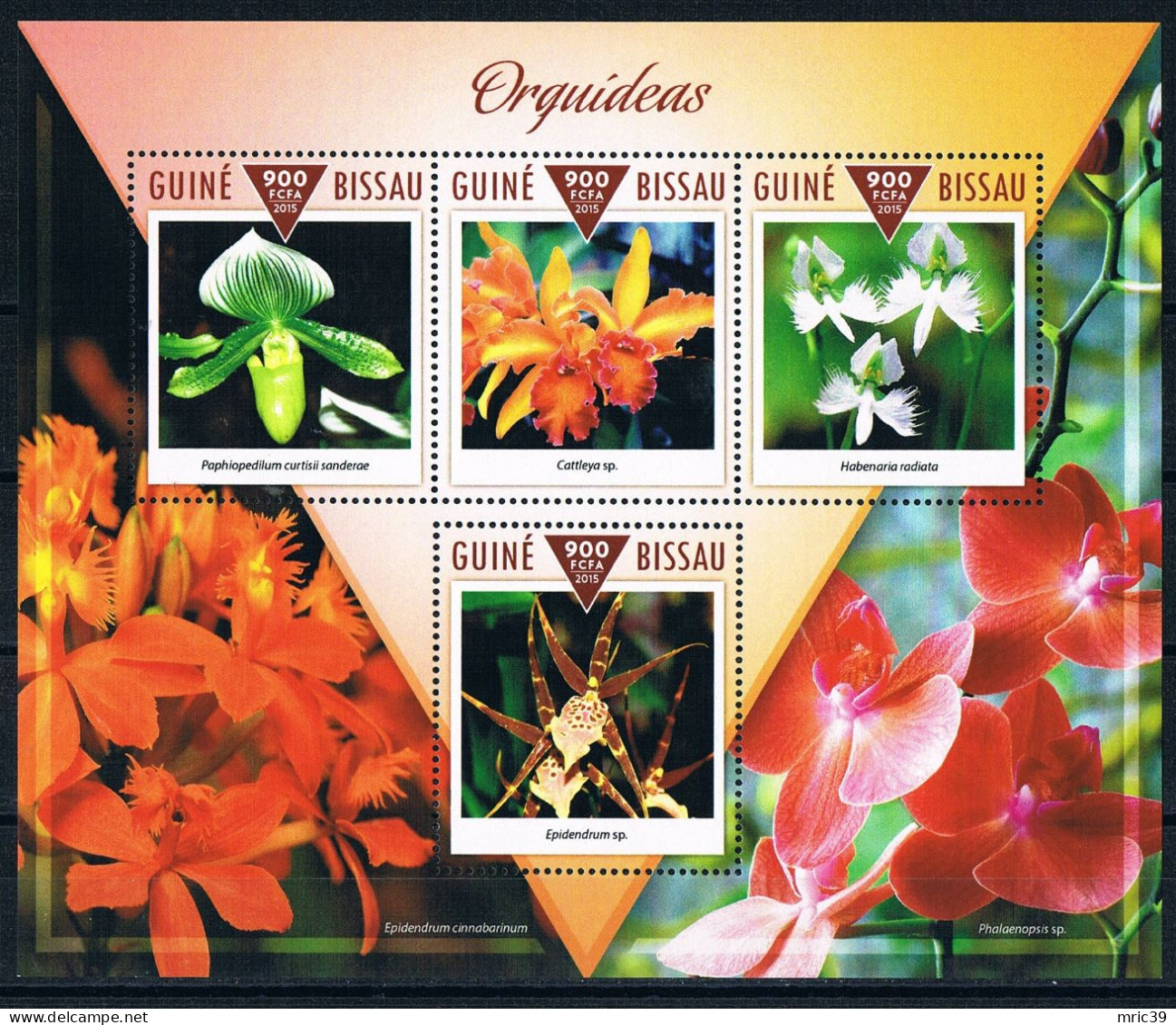 Bloc Sheet Fleurs Orchidées Flowers Orchids  Neuf  MNH **  Guine Bissau 2015 - Orchidées