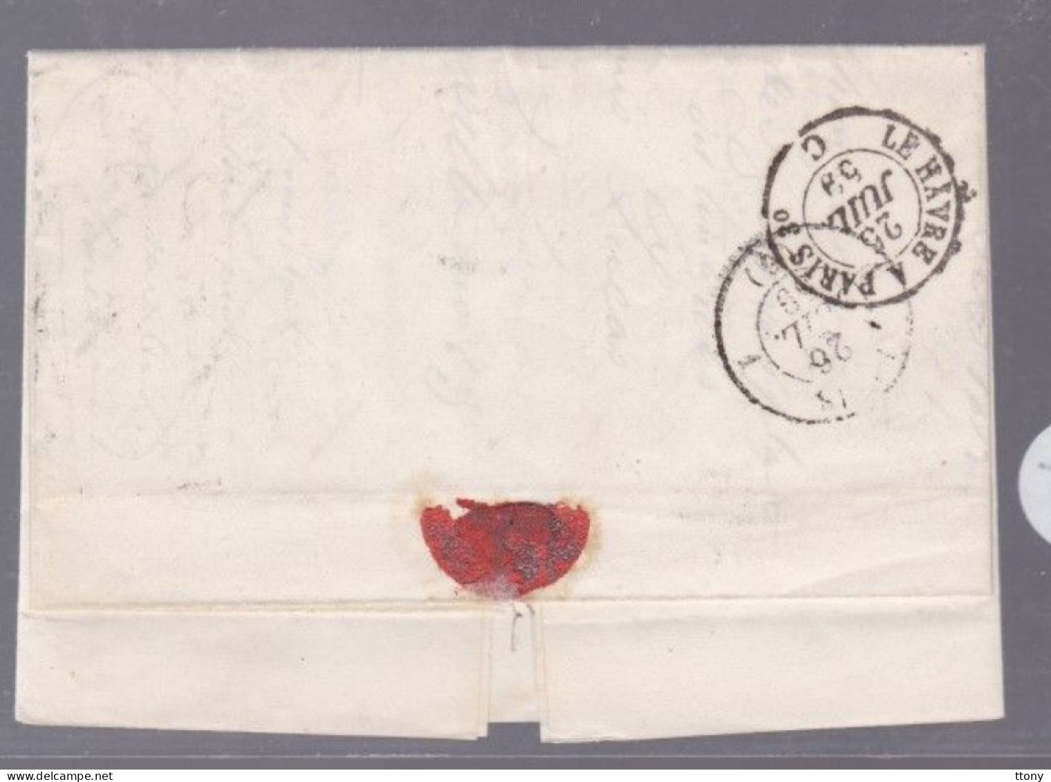 Un  Timbre  Napoléon III   N°  14     20 C Bleu   Sur  Lettre  Départ  Le Havre  1859  Destination Paris - 1849-1876: Klassieke Periode