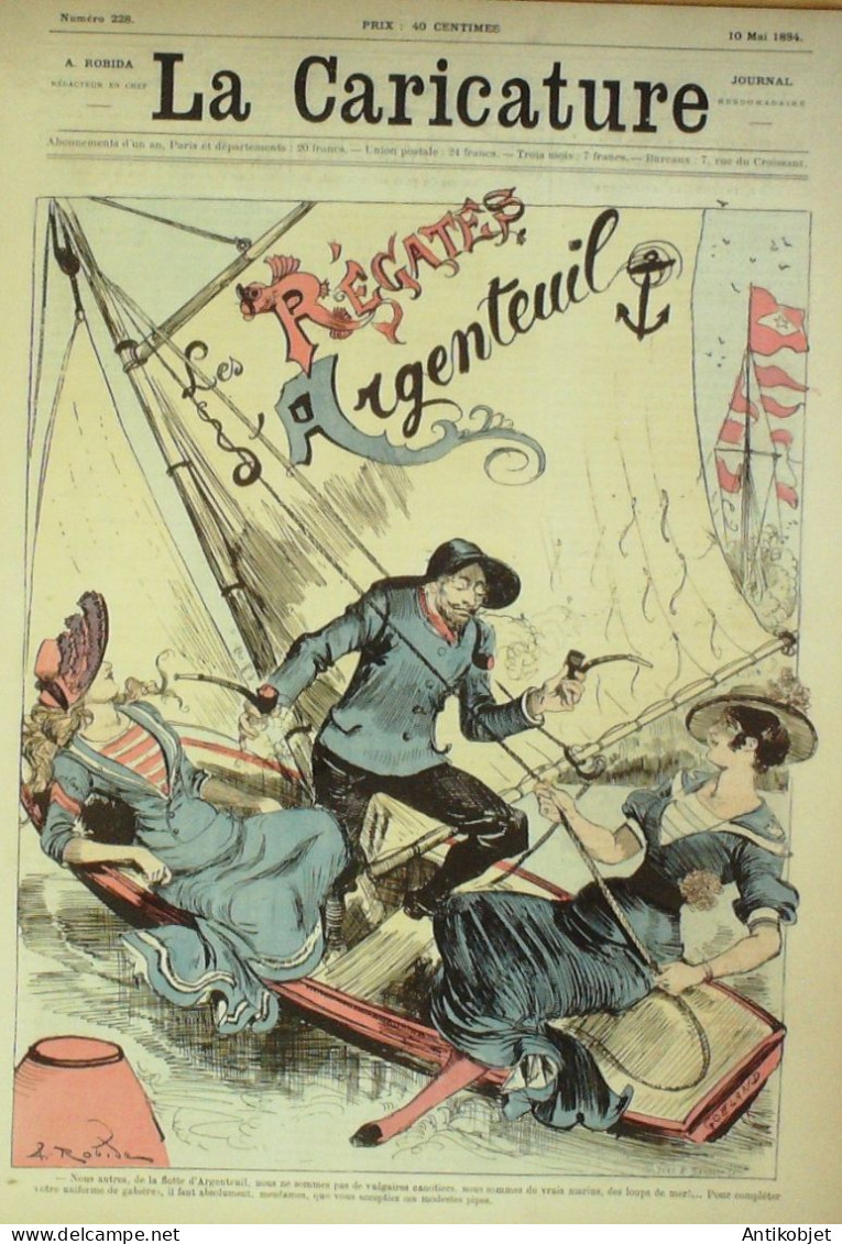 La Caricature 1884 N°228 Régates D'Argenteuil Régates (95) Robida Fusillier Spolski Trock - Zeitschriften - Vor 1900