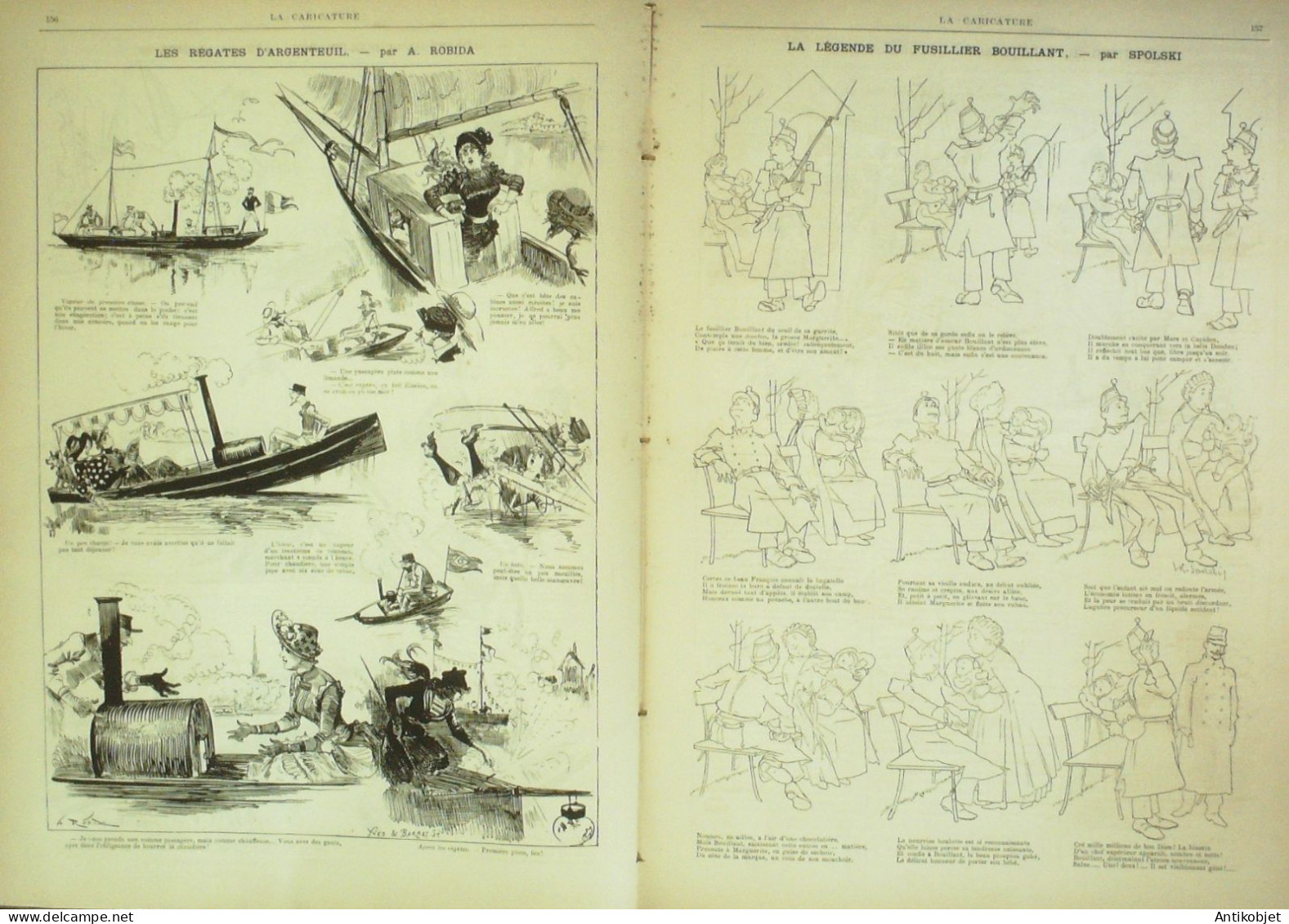 La Caricature 1884 N°228 Régates D'Argenteuil Régates (95) Robida Fusillier Spolski Trock - Zeitschriften - Vor 1900