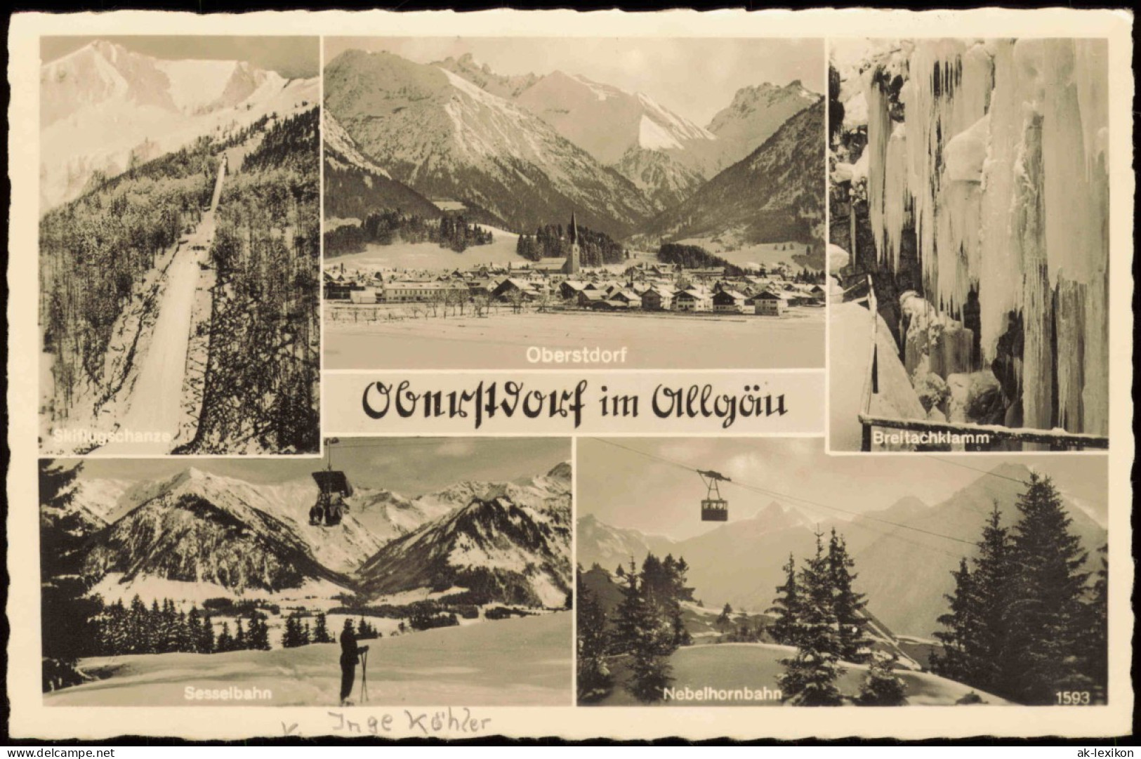 Oberstdorf (Allgäu) MB: Nebelhornbahn, Sprungschanze Winteransichten 1959 - Oberstdorf