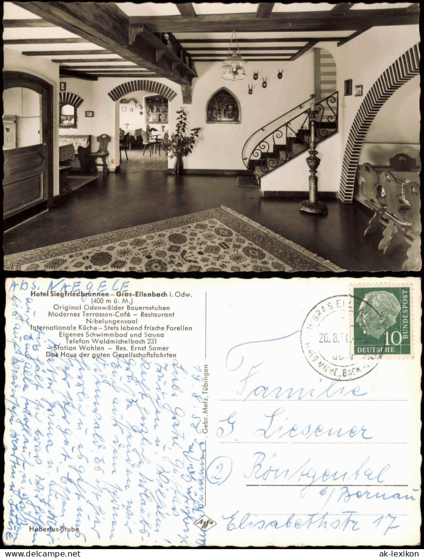 Ansichtskarte Gras-Ellenbach Hotel Siegfriedbrunnen - Hubertus Stube 1958 - Other & Unclassified