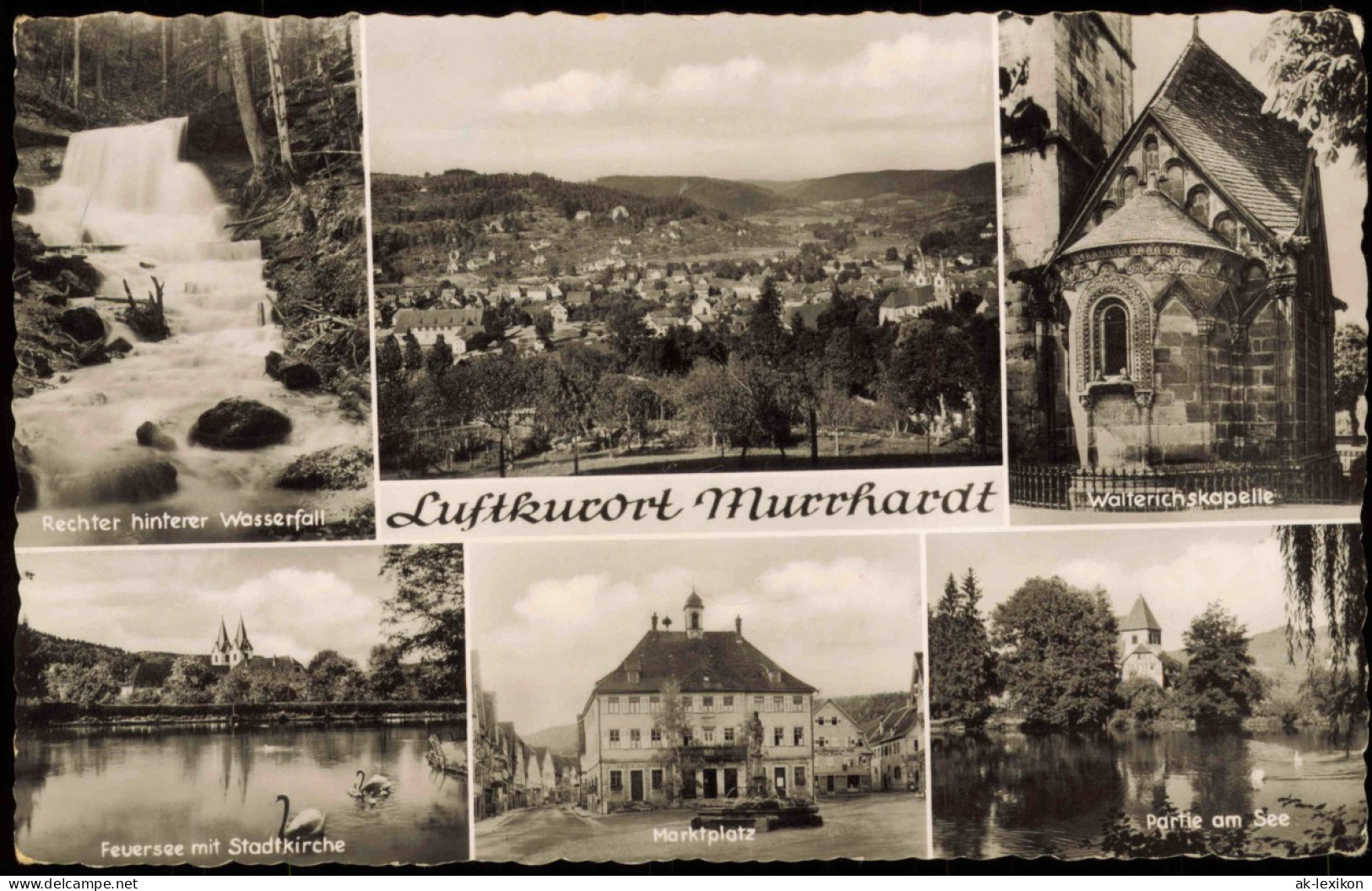 Ansichtskarte Murrhardt Markt, Kirche, See - MB 1955 - Andere & Zonder Classificatie