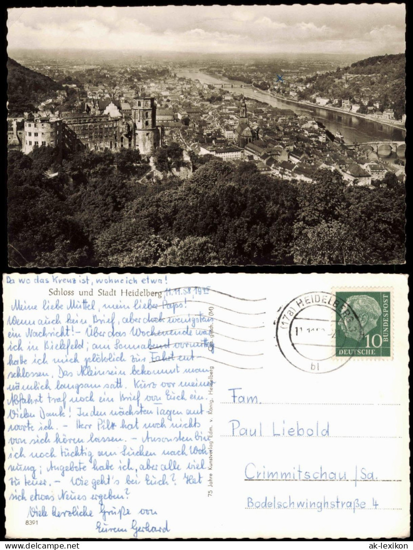 Ansichtskarte Heidelberg Totale - Fotokarte 1959 - Heidelberg