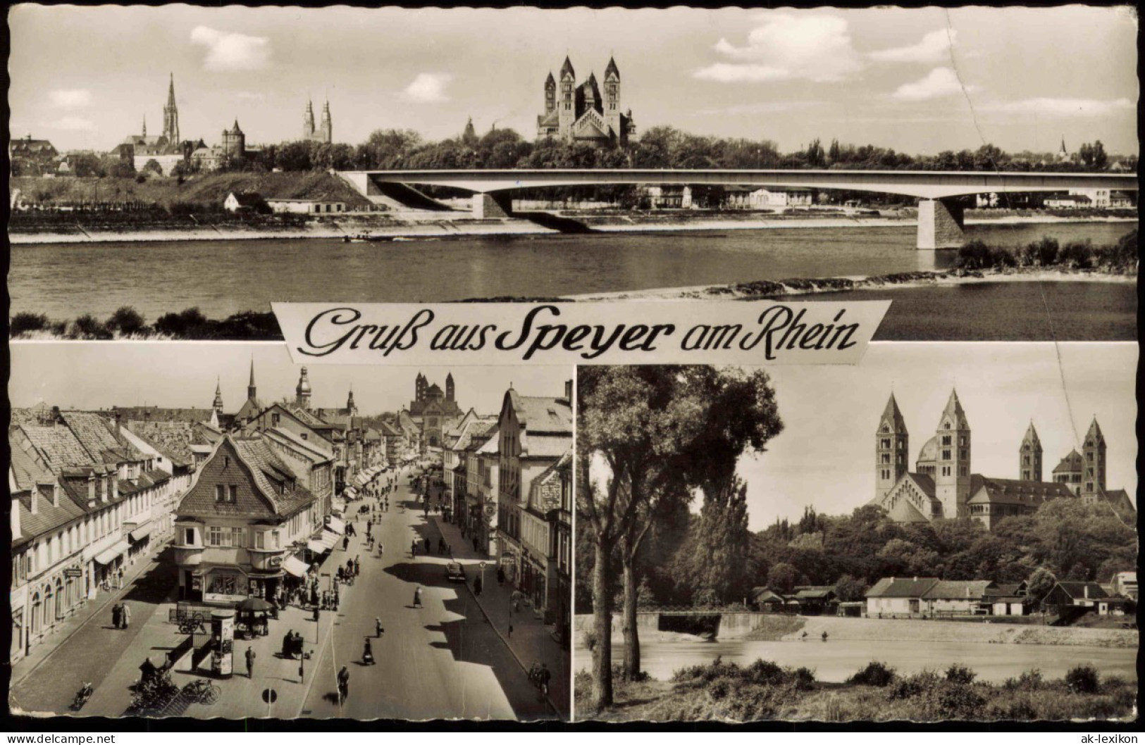 Ansichtskarte Speyer Stadt, Brücke, Straßen 1963 - Speyer