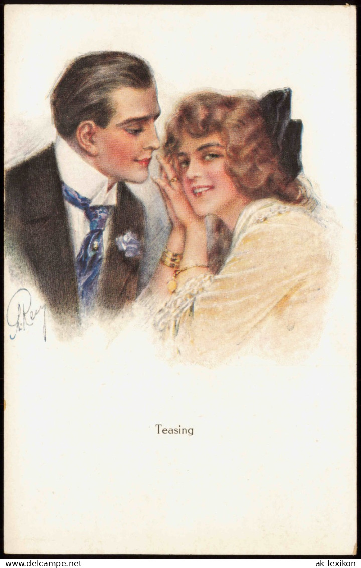 Ansichtskarte  Künstlerkarte (Art Postcard): Teasing, Paar & Romantik 1920 - Malerei & Gemälde