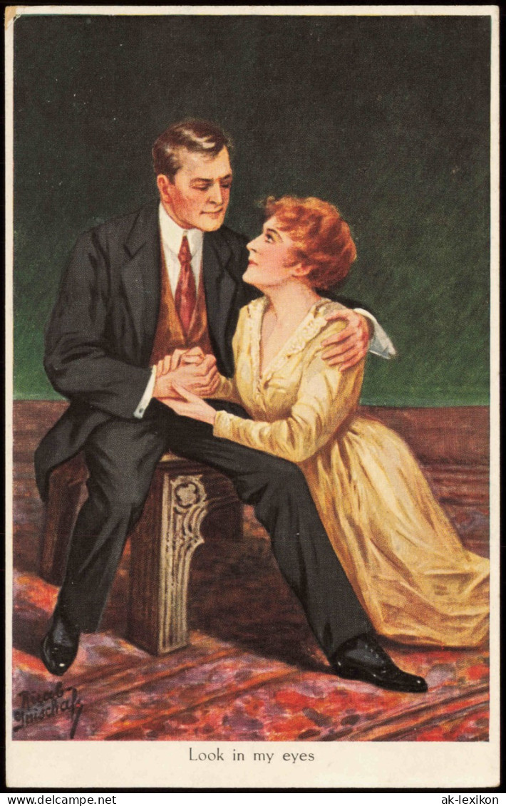 Künstlerkarte (Art Postcard): Look In My Eyes, Paar Verliebt 1920 - Schilderijen