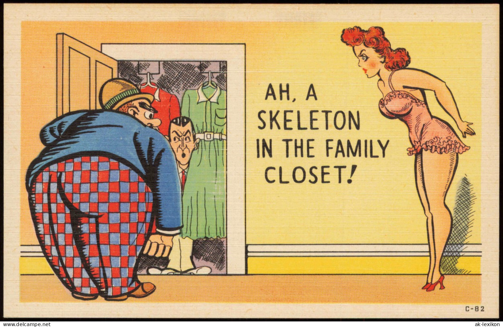 Ansichtskarte  Humor (US-Karte) SKELETON IN THE FAMILY CLOSET! 1930 - Humour