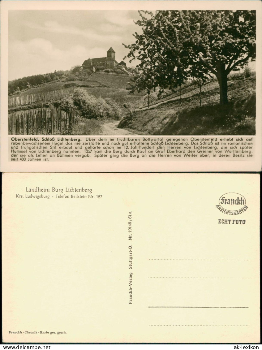 Ansichtskarte Gronau-Oberstenfeld Weinberg, Schloß Lichtenberg 1940 - Sonstige & Ohne Zuordnung