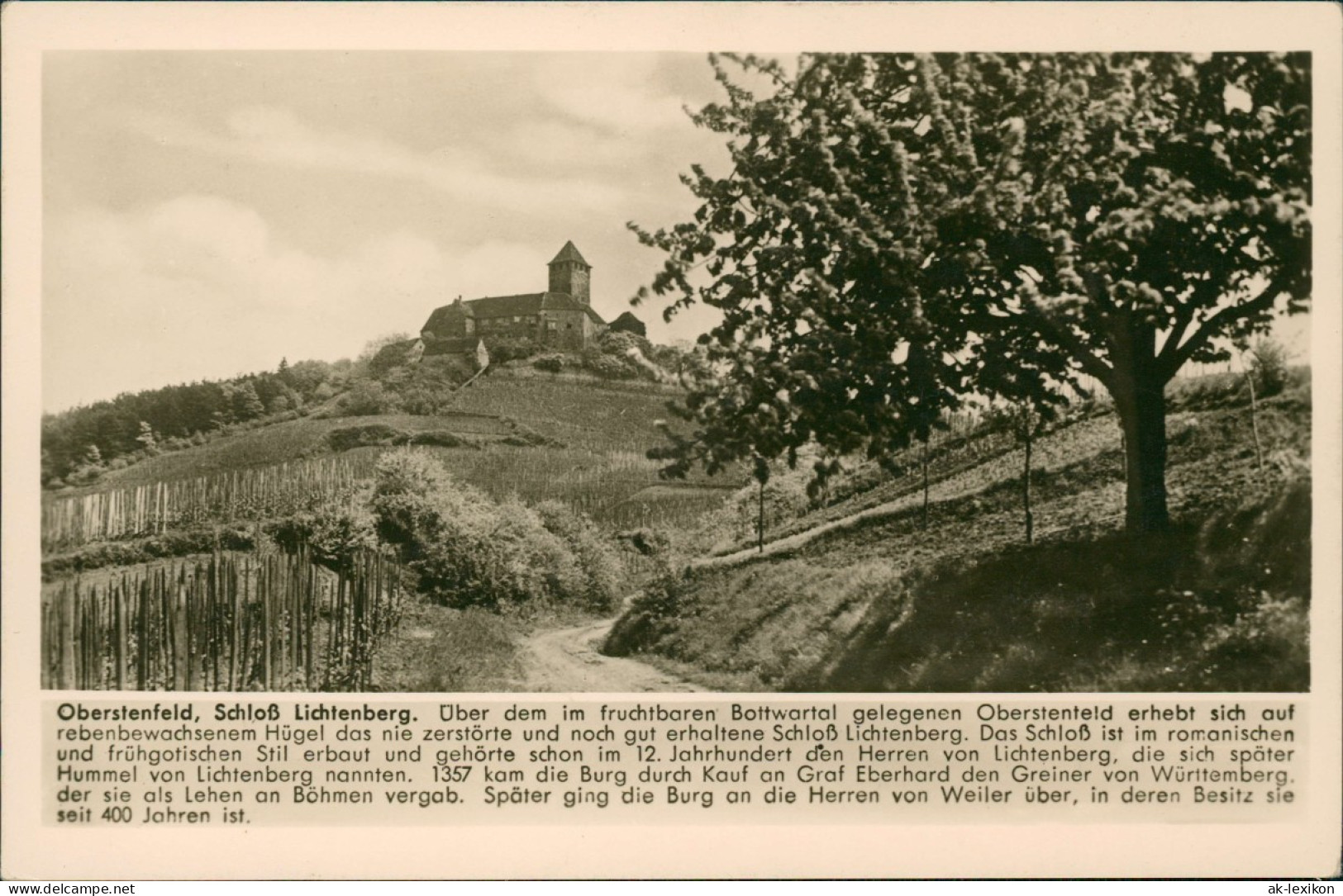 Ansichtskarte Gronau-Oberstenfeld Weinberg, Schloß Lichtenberg 1940 - Autres & Non Classés