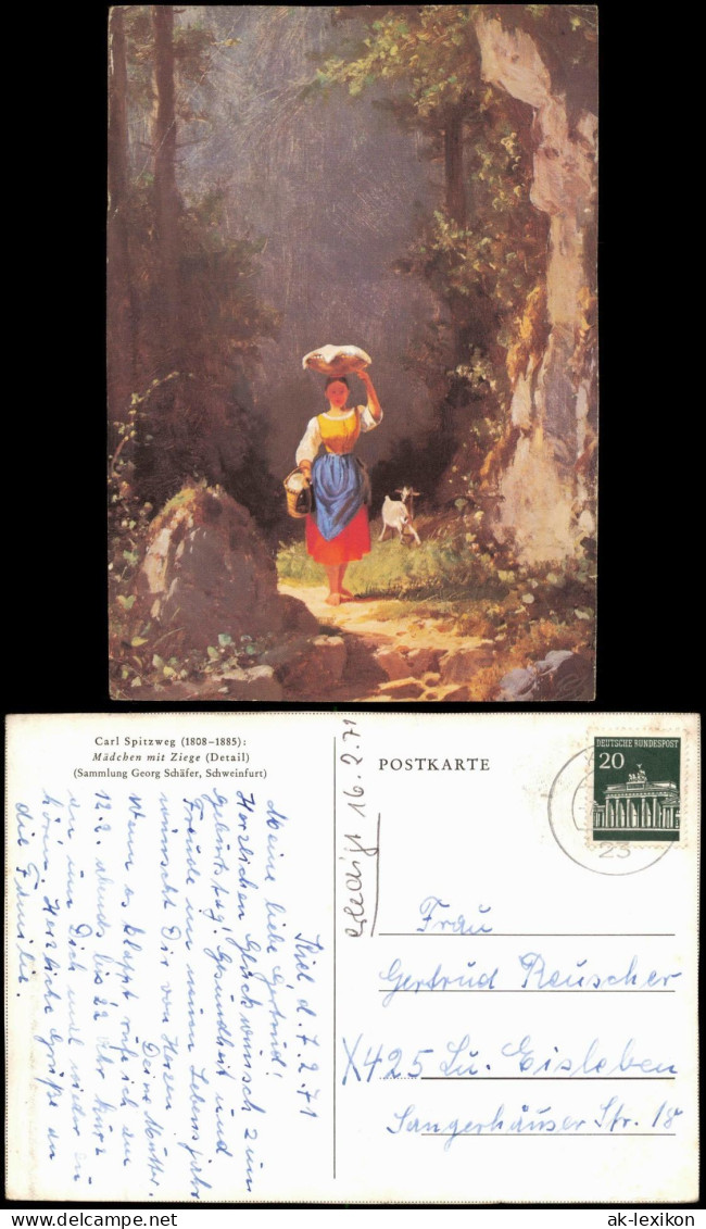 Carl Spitzweg (1808-1885): Mädchen Mit Ziege (Künstlerkarte) 1971 - Malerei & Gemälde