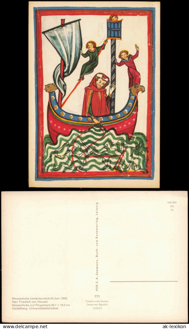 DDR Künstlerkarte: Manessische Liederhandschrift Herr Friedrich Von Hausen 1970 - Pittura & Quadri