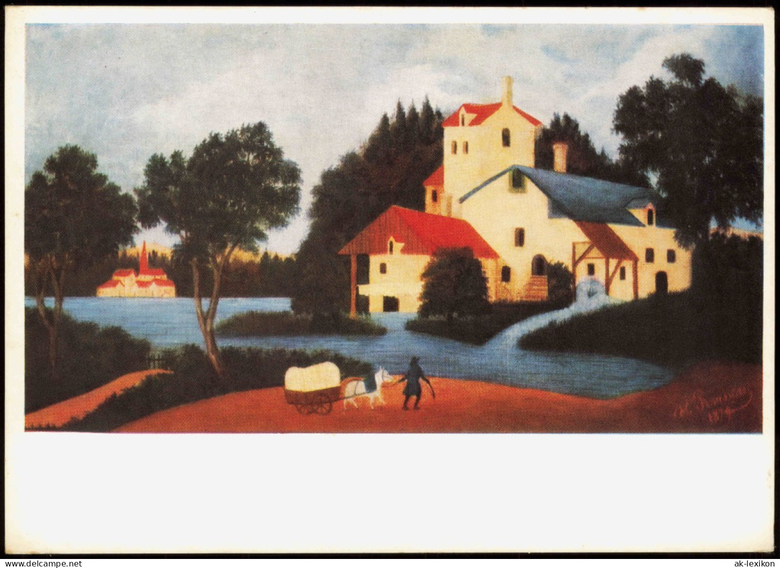 Künstlerkarte Kunstwerk HENRI ROUSSEAU Landschaft Mit Mühle 1970 - Paintings