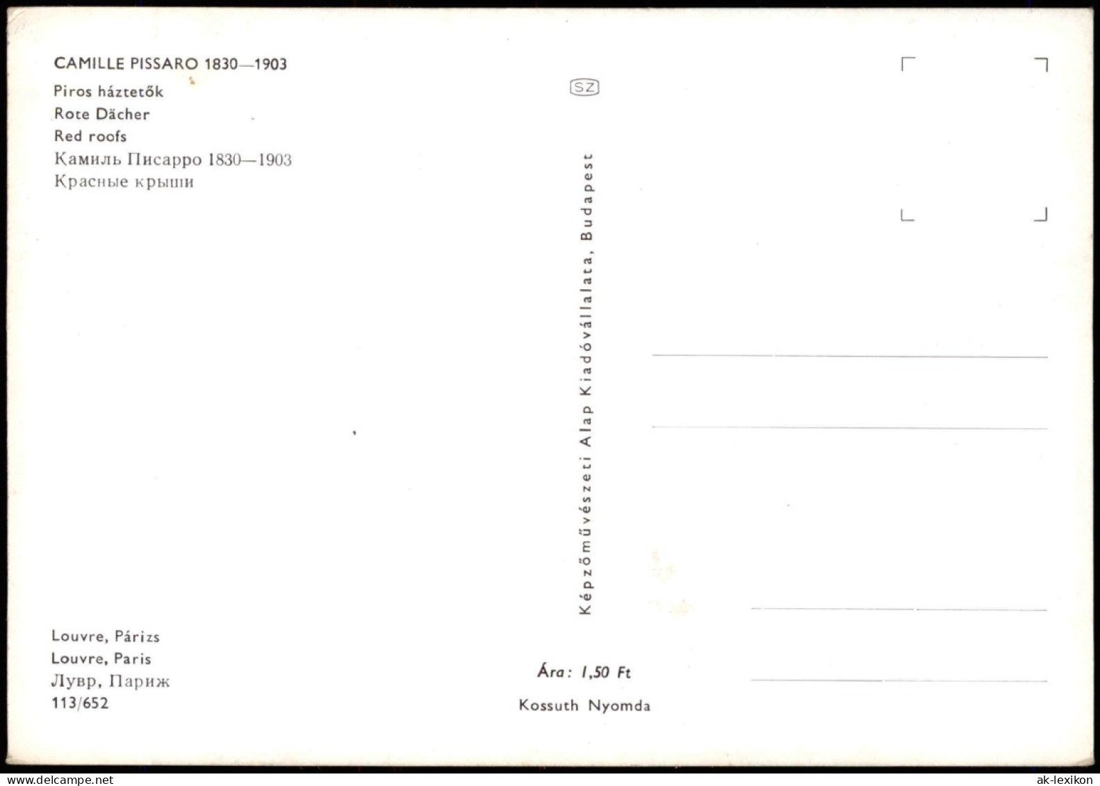 CAMILLE PISSARO Künstlerkarte Piros Háztetők Rote Dächer Red Roofs 1970 - Peintures & Tableaux