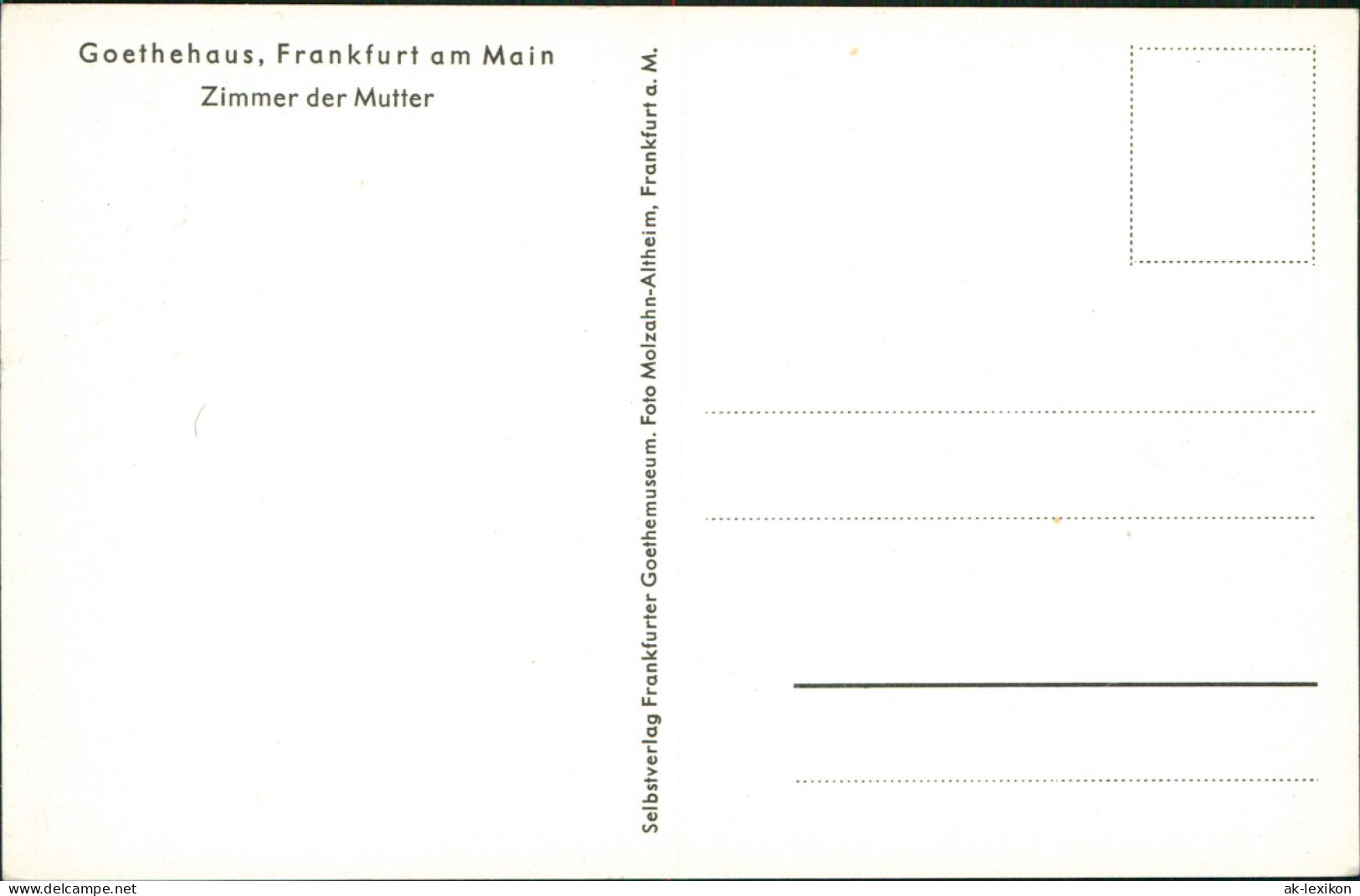 Ansichtskarte Frankfurt Am Main Zimmer Der Mutter Goethehaus 1960 - Frankfurt A. Main