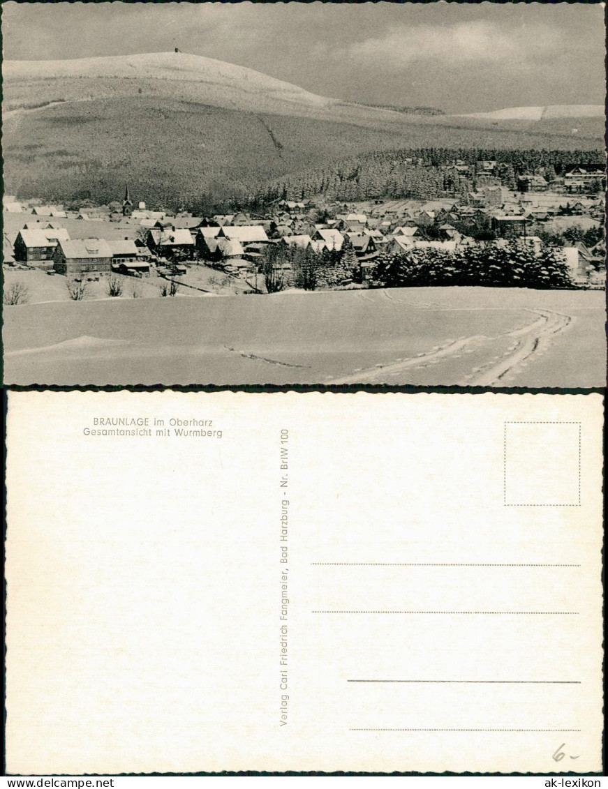 Ansichtskarte Braunlage Panorama-Ansicht Gesamtansicht Mit Wurmberg 1950 - Braunlage