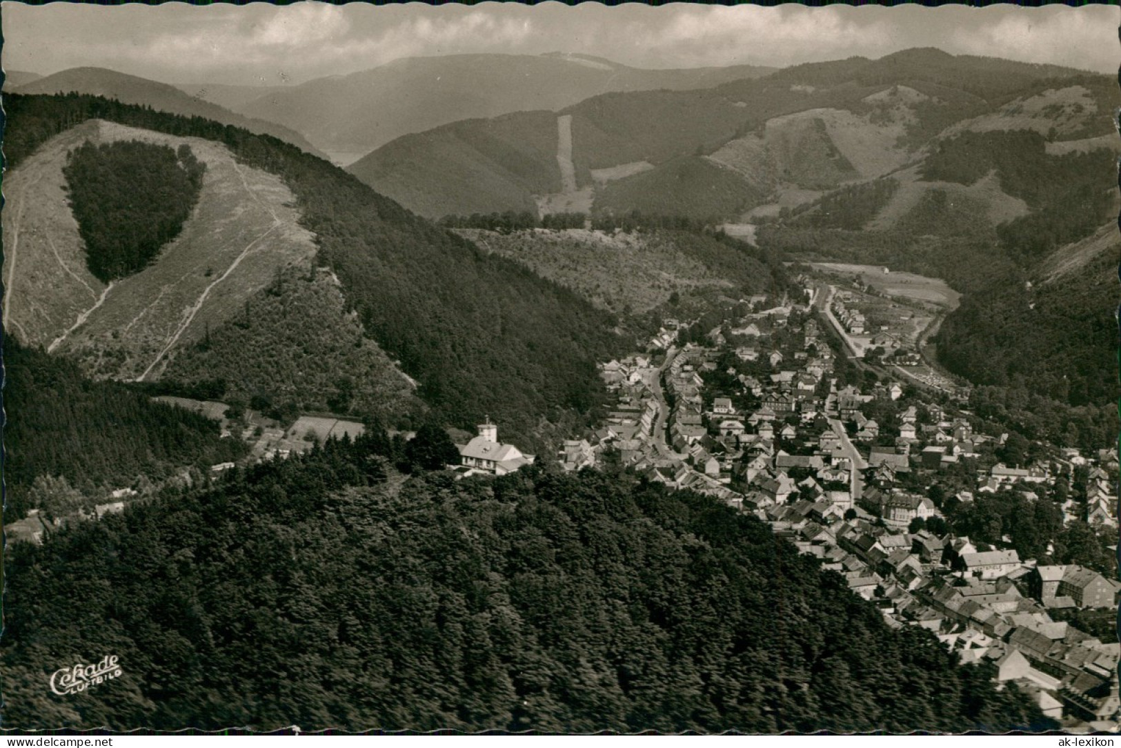 Ansichtskarte Bad Lauterberg Im Harz Luftbild Ort Vom Flugzeug Aus 1956 - Bad Lauterberg