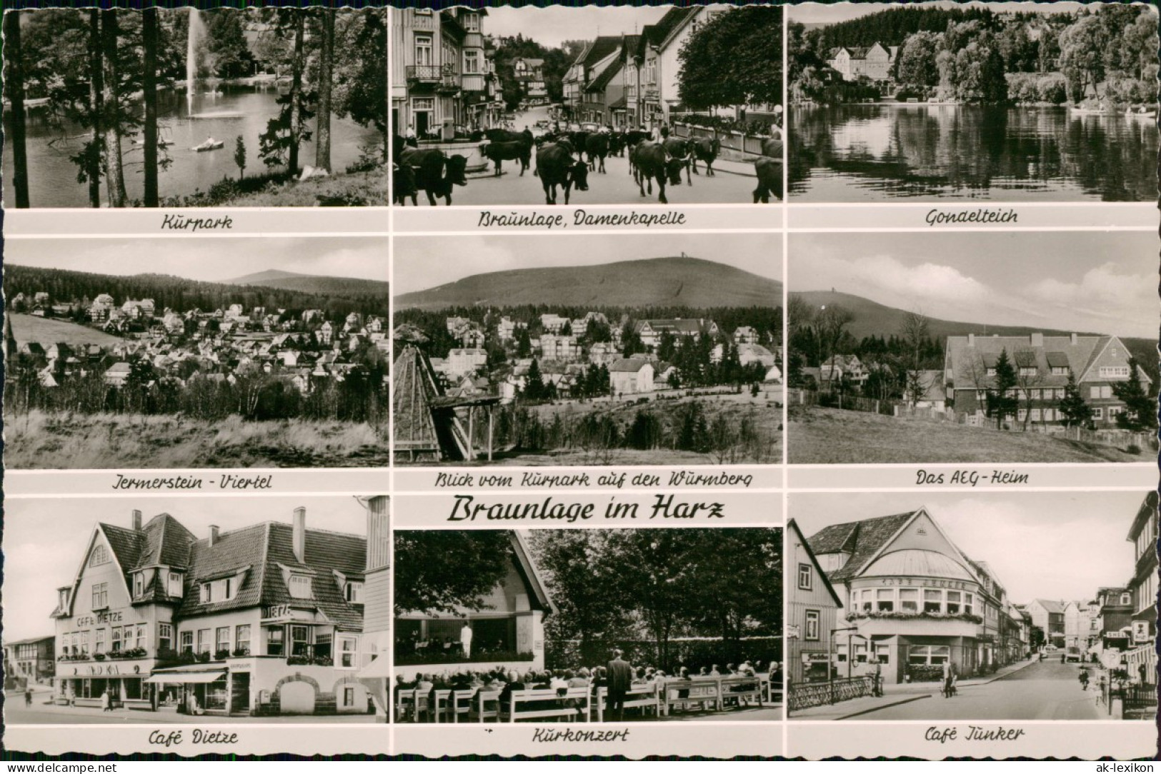 Braunlage Mehrbildkarte U.a. Cafe Dietze, Cafe Junker, AEG-Heim Uvm. 1960 - Braunlage