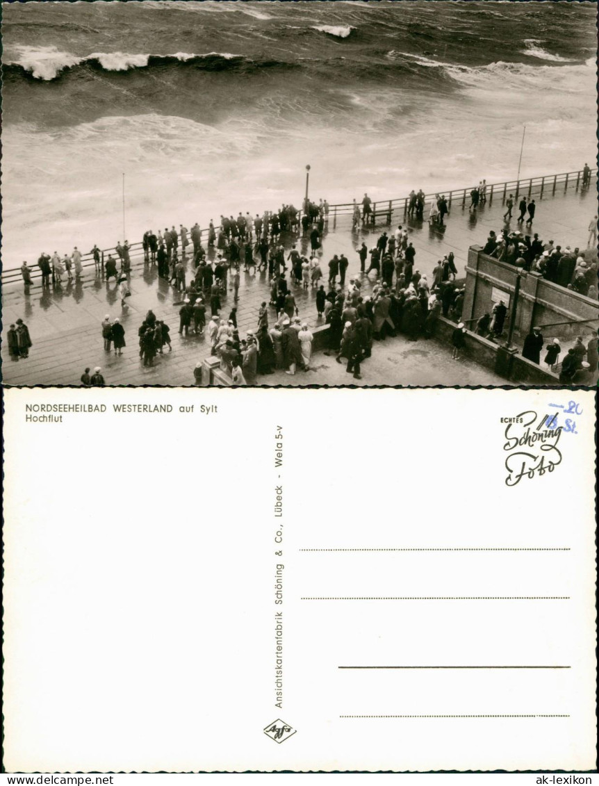 Ansichtskarte Westerland-Sylt Hochflut, Promenade 1962 - Andere & Zonder Classificatie