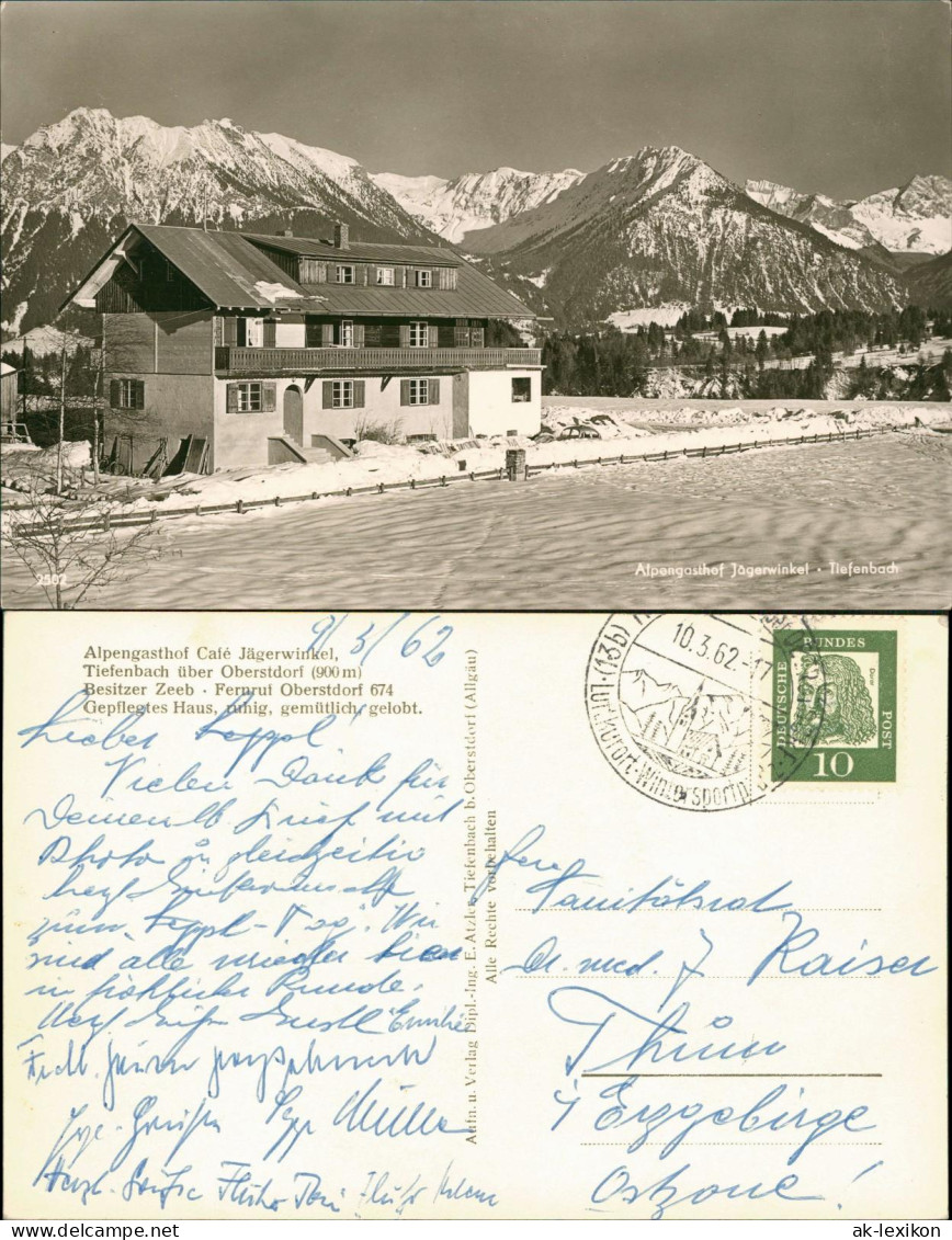 Tiefenbach-Oberstdorf (Allgäu) Alpengasthof Café Jägerwinkel 1962 - Oberstdorf