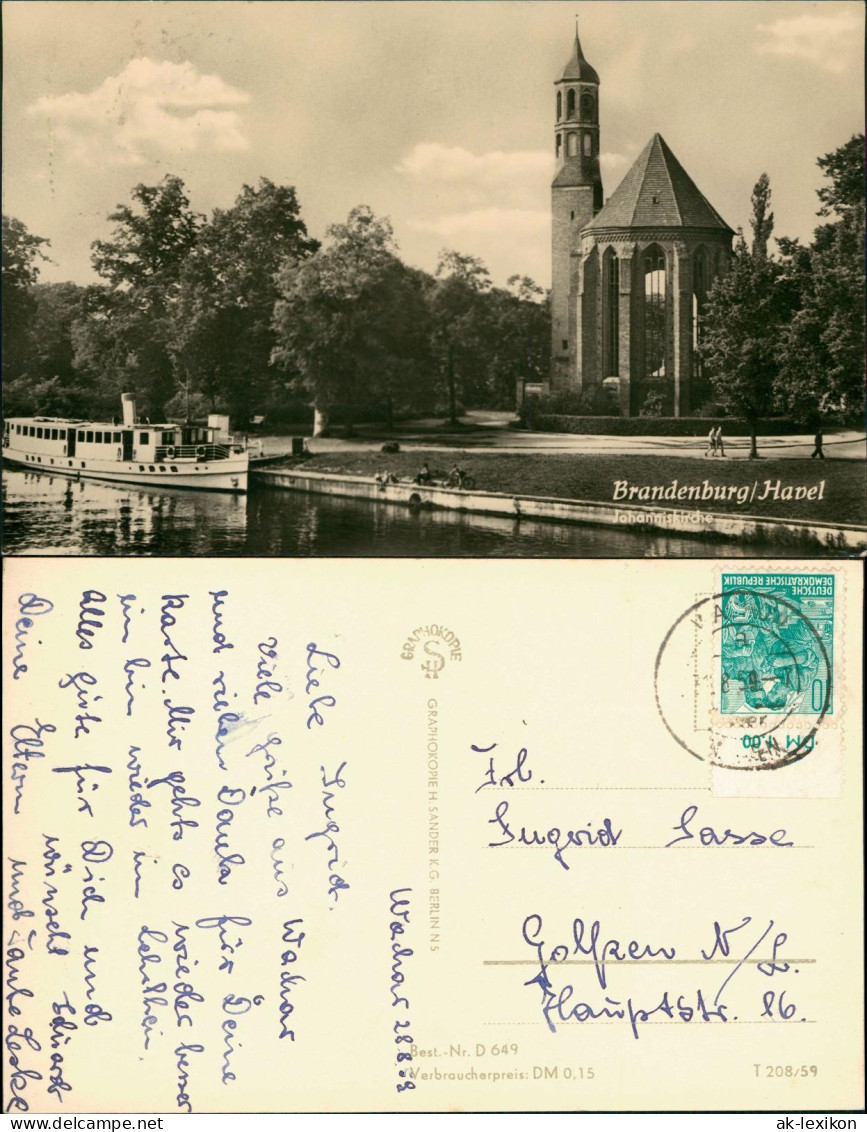 Ansichtskarte Brandenburg An Der Havel Dampfer Johanniskirche 1959 - Brandenburg