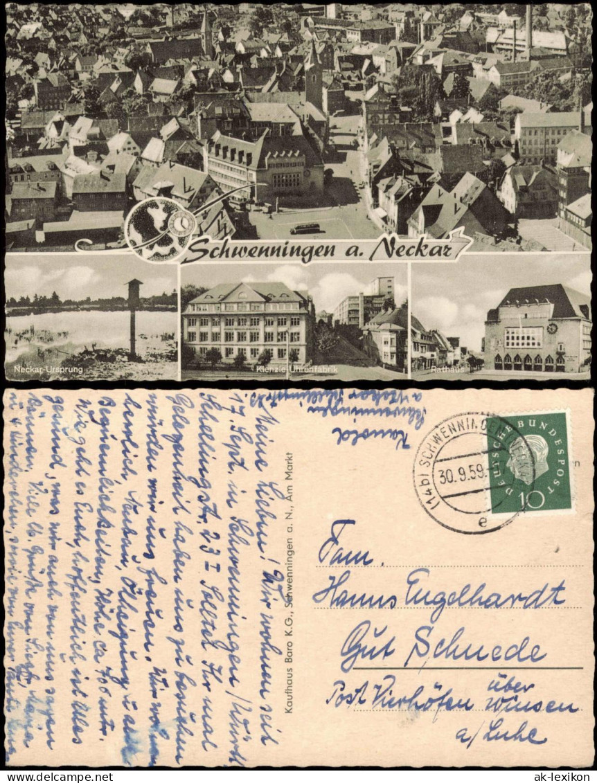 Villingen-Villingen-Schwenningen MB: Luftbild, Neckar-Ursprung, Uhrenfabrik 1959 - Villingen - Schwenningen