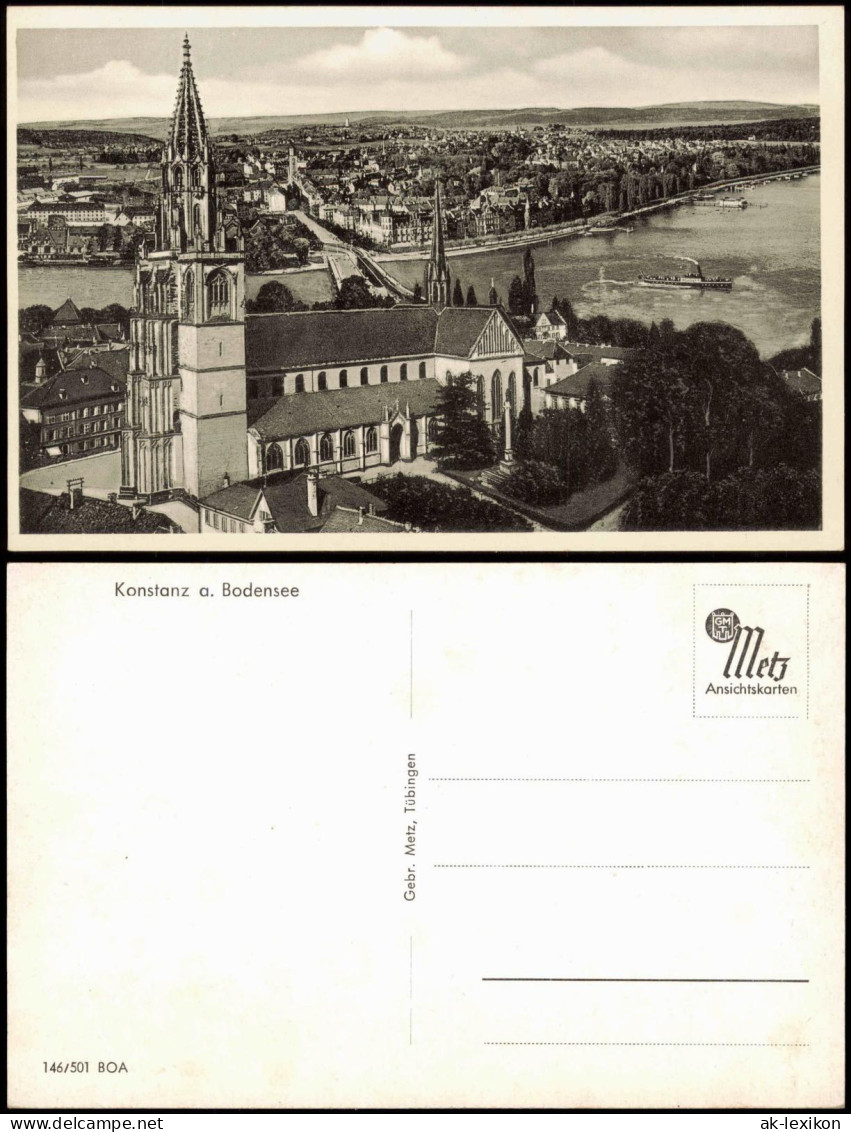 Ansichtskarte Konstanz Kirche, Dampfer, Stadt - Fotomontage 1954 - Konstanz