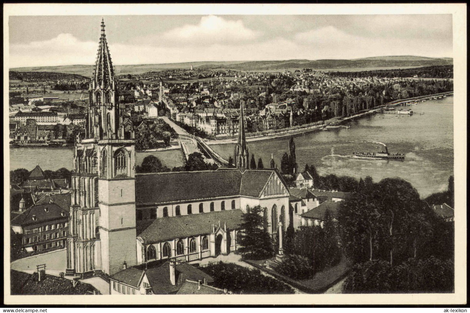 Ansichtskarte Konstanz Kirche, Dampfer, Stadt - Fotomontage 1954 - Konstanz