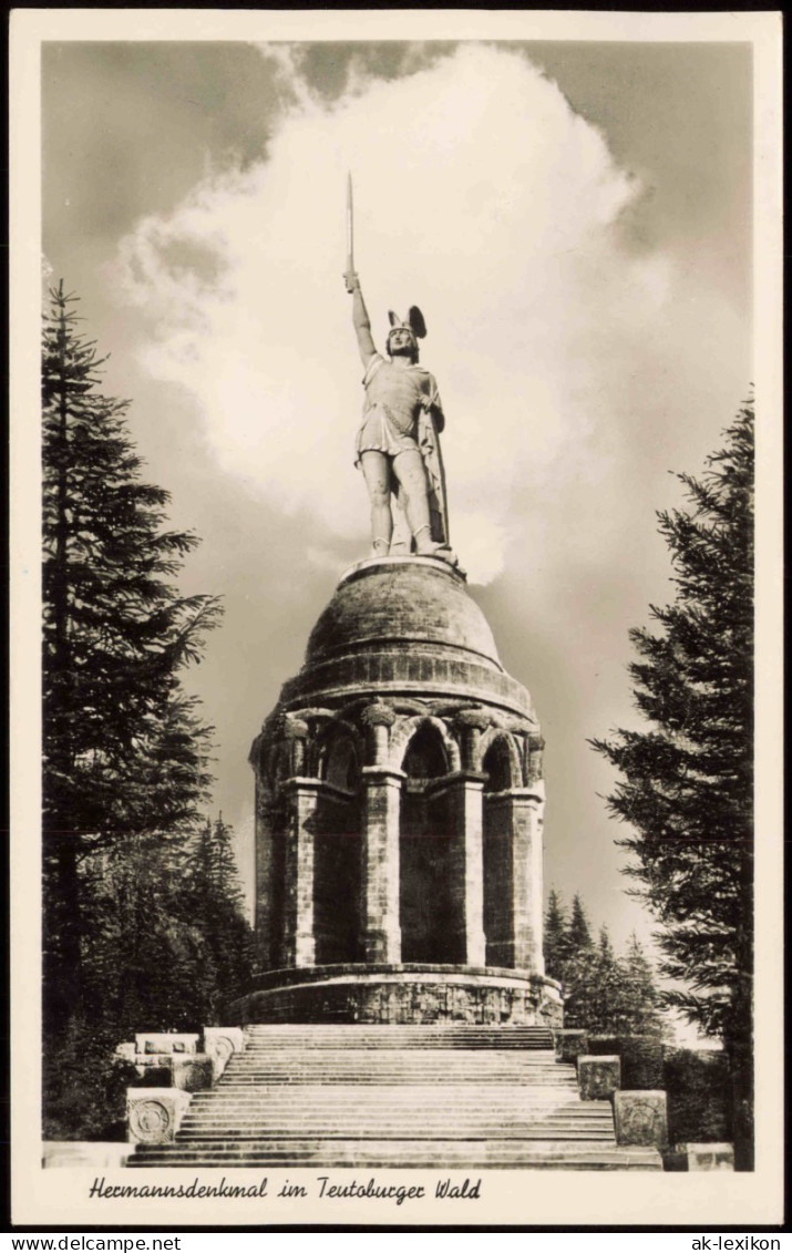 Hiddesen-Detmold Hermannsdenkmal 1955  Gel. Posthorn Notopfer Berlin - Detmold