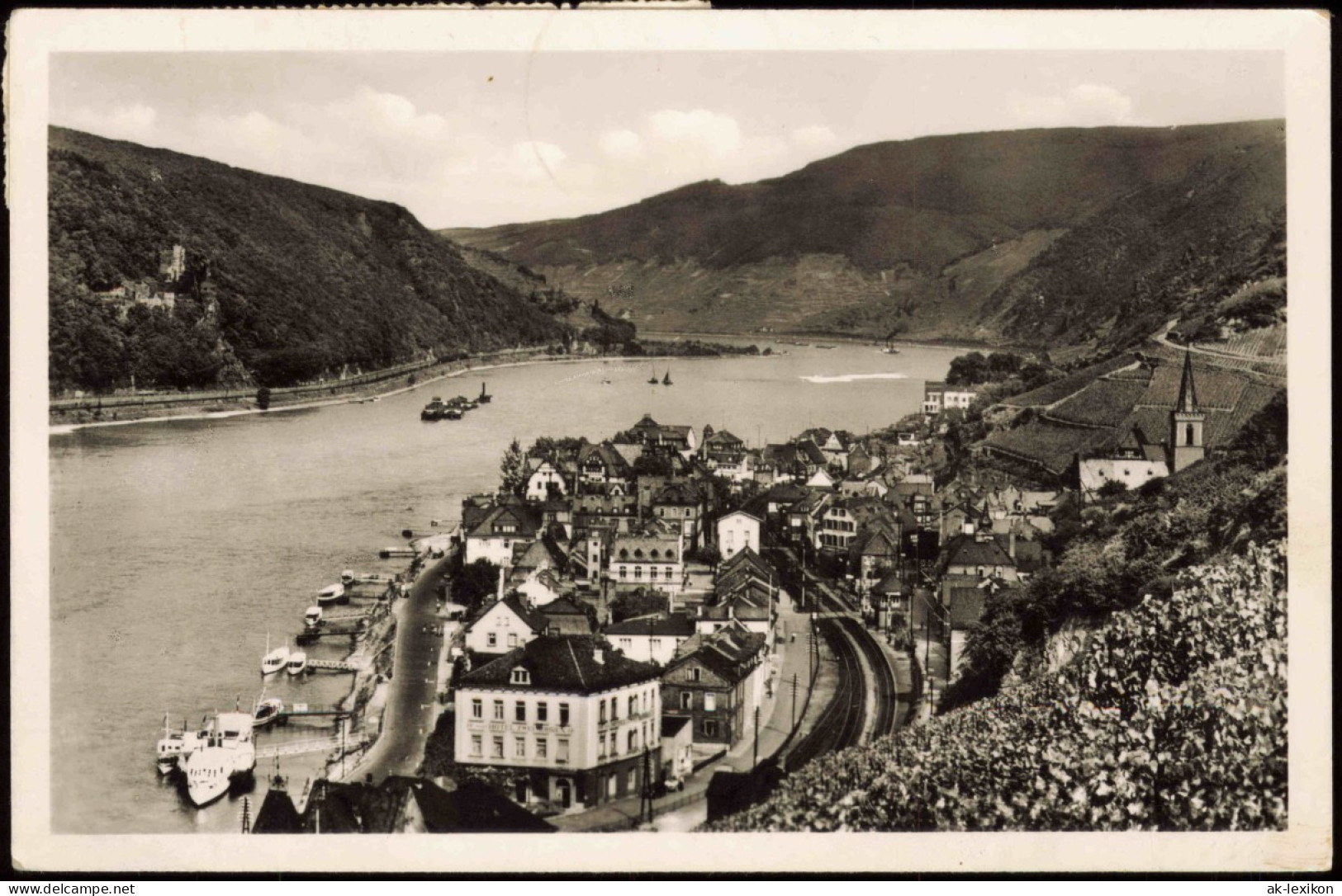 Ansichtskarte Assmannshausen Rhein Rüdesheim Rhein 1951  Gel. Mehrfachfrankatur - Ruedesheim A. Rh.