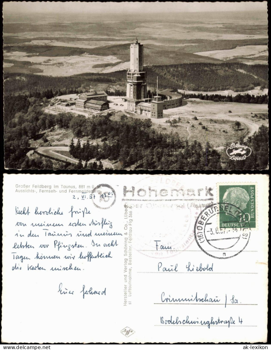 Feldberg (Schwarzwald) Luftbild Großer Feldberg Im Taunus, 881 M ÜM. 1957 - Feldberg