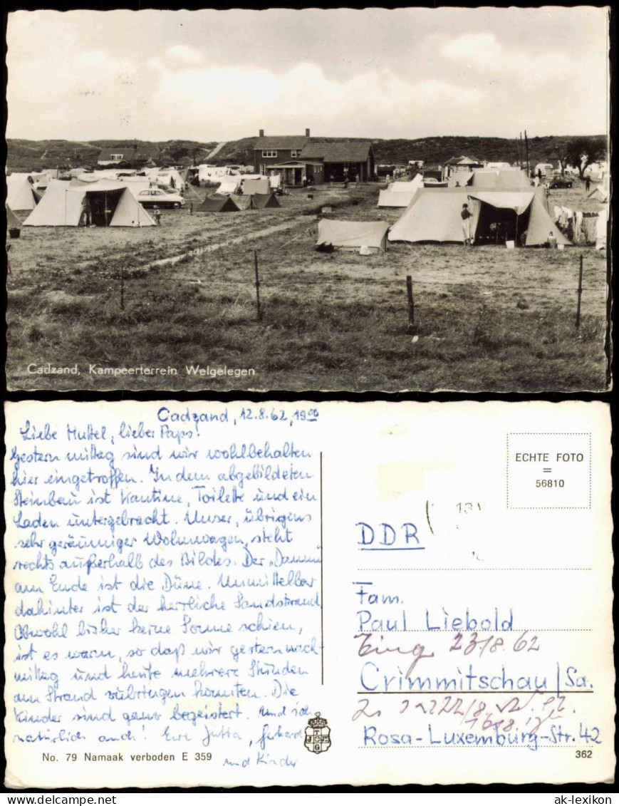 Postkaart Cadzand Kampeerterrein Welgelegen - Zeltplatz 1962 - Cadzand