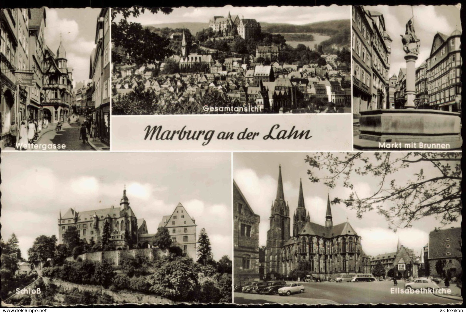 Marburg An Der Lahn Markt Mit Brunnen Elisabethkirche Gesamtansicht 1967 - Marburg