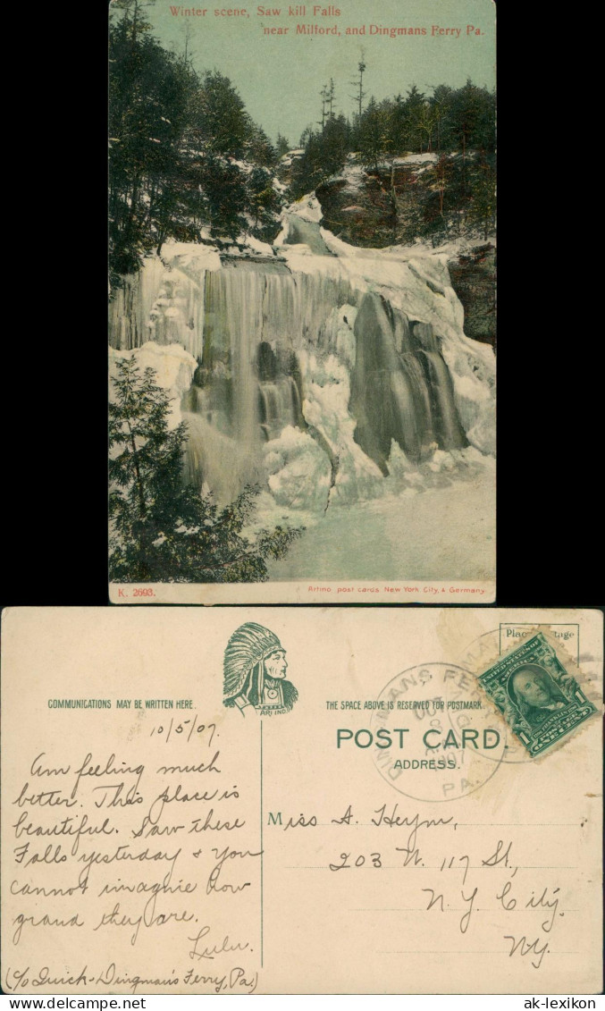 Wasserfall Winter Scene Saw Kill Falls Near Milford, And Dingmans Ferry Pa. 1907 - Ohne Zuordnung