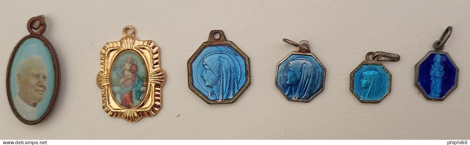 6 MEDAILLES PENDENTIF - Emaillé - Religion & Esotérisme