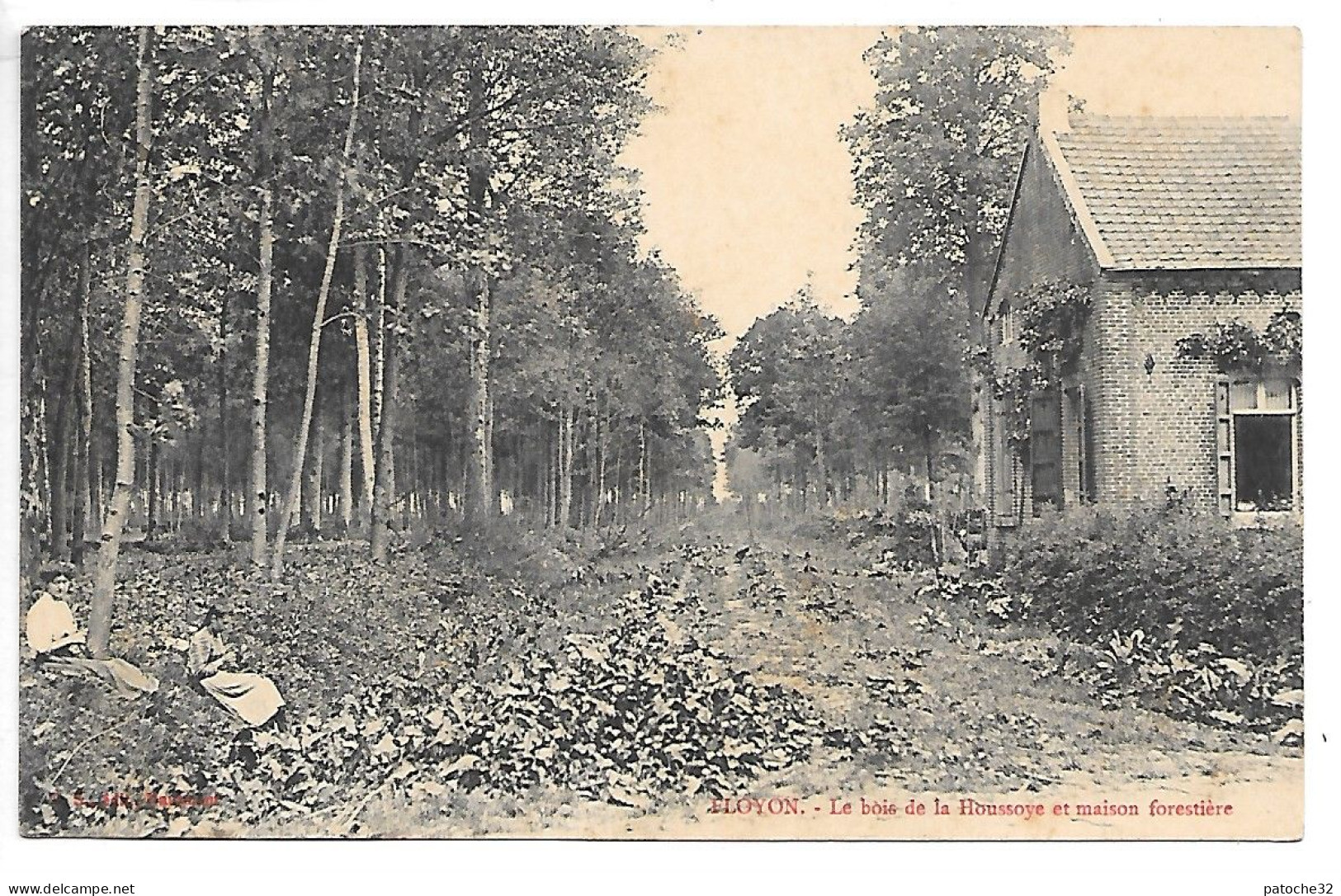 Cpa...Floyon...(nord)...le Bois De La Houssoye Et Maison Forestière...1916...animée... - Other & Unclassified