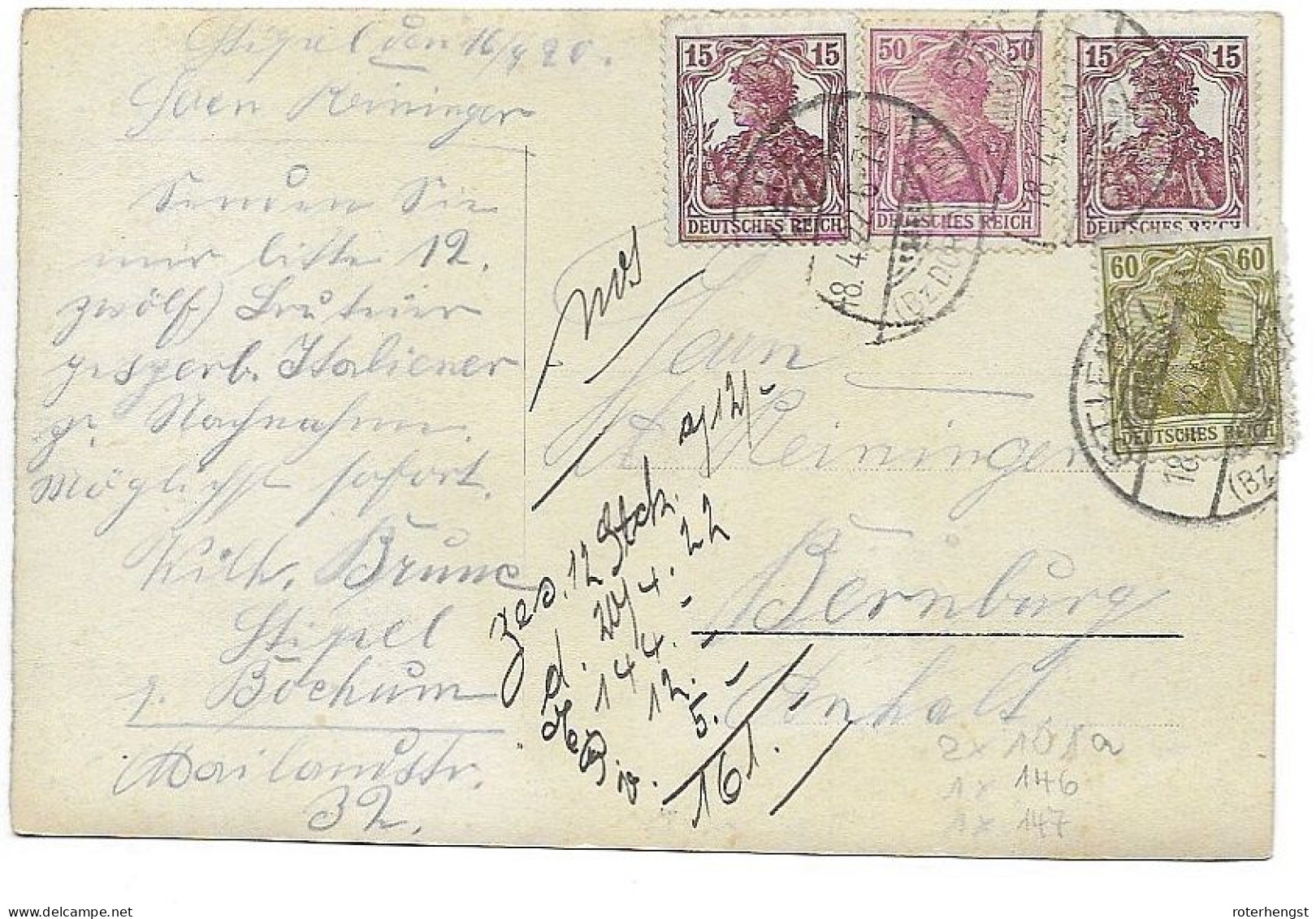 18.04.1922 Infla Photograph Card Mixed Franking Germania (60Pf With Fault) - Storia Postale