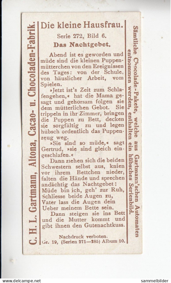 Gartmann  Die Kleine Hausfrau  Das Nachtgebet   Serie 272 #6 Von 1909 - Altri & Non Classificati