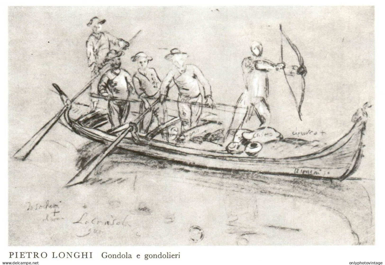 Pietro Longhi, Gondola E Gondolieri, Stampa Epoca, Vintage Print - Stampe & Incisioni